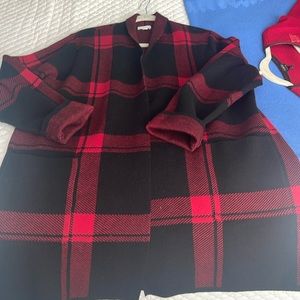 Black and red plaid long cardigan/coatigan